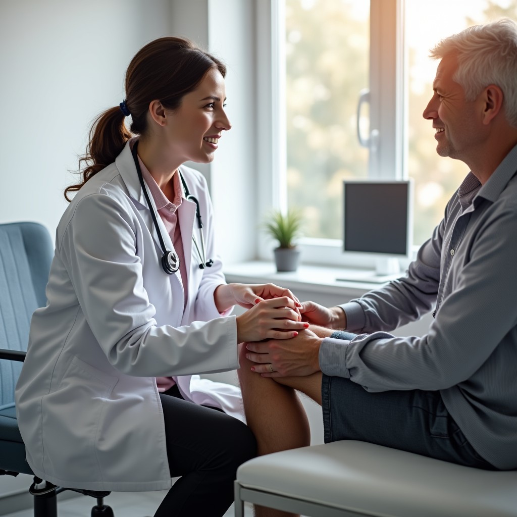 Orthopedic Doctor Examines a Patients Knee